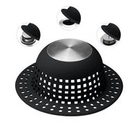 Aluvor Shower Drain Hair Catcher, Bathtub Drain Cover Foldable Silicone Shower & Tub Protector for Pop-Up & Regular Drains