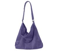 ALUWU Crossbody Corduroy Tote Bag for Women with Zipper and Adjustable Strap, 005-purple, One Size