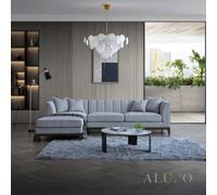 Aluxo Cooper Boucle Left Hand Corner Sofa Lhf 5 Seater Dolphin Grey Medium Firm