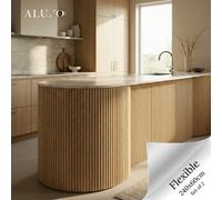 Aluxo Flexii™ Flexible Oak Reeded Wall Panel Mini Fluted Wood Slats 240Cm X 60Cm (Set Of 2)