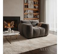 Aluxo Harlem 1 Seater Single Sofa Arm Chair Chocolate Medium 5 Year Warranty