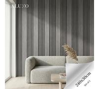 Aluxo Panelux™ Pro Wide Random Rhythmic Slat Grey Oak Wall Panels - 240Cm X 30Cm (Set Of 2)