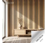 Aluxo Panelux™ Pro Wide Random Rhythmic Slat Oak Wall Panels - 240Cm X 30Cm (Set Of 2)