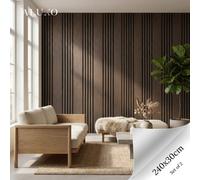 Aluxo Panelux™ Pro Wide Random Rhythmic Slat Smoked Oak Wall Panels - 240Cm X 30Cm (Set Of 2)