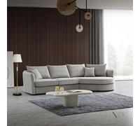 Aluxo Rubin Boucle Right Hand Corner Sofa Pebble Grey 3-4 Seater Curved Island