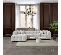 Aluxo Tribeca Modern Left Hand Corner Sofa L Shape Oatmeal Beige Boucle Cube