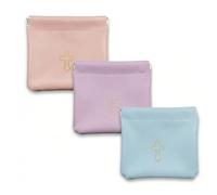 ALUXY Small Bible Pouch, Mini Squeeze Cosmetic Bag, Waterproof PU Leather Pocket Makeup Bag with Cross, Portable Coin Purse for Women & Girls(M)