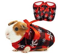 ALUZAEMO Guinea Pig Clothes - 2 Pack Christmas Warm Vest Pet Costume for Guinea Pigs Rabbit Bunny Ferret Chinchilla Kitten Puppy Small Animals - Cute Plaid Cozy Fleece Pet Shirts for Winter Holidays