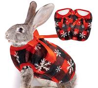 ALUZAEMO Guinea Pig Clothes - 2 Pack Christmas Warm Vest Pet Costume for Guinea Pigs Rabbit Bunny Ferret Chinchilla Kitten Puppy Small Animals - Cute Plaid Cozy Fleece Pet Shirts for Winter Holidays
