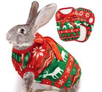 ALUZAEMO Guinea Pig Clothes - 2 Pack Christmas Warm Vest Pet Costume for Guinea Pigs Rabbit Bunny Ferret Chinchilla Kitten Puppy Small Animals - Cute Plaid Cozy Fleece Pet Shirts for Winter Holidays
