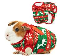 ALUZAEMO Guinea Pig Clothes - 2 Pack Christmas Warm Vest Pet Costume for Guinea Pigs Rabbit Bunny Ferret Chinchilla Kitten Puppy Small Animals - Cute Plaid Cozy Fleece Pet Shirts for Winter Holidays