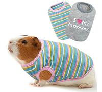 ALUZAEMO Guinea Pig Clothes - 2 Pack Cute Small Animal Vest Clothes for Rat Rabbit Chinchilla Ferret Kitten Chihuahua - Soft Breathable T-Shirt Pet Costume