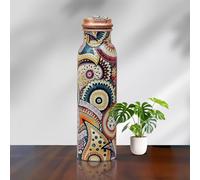 ALV Copper Water Bottle - 34oz - Large Hammered Ayurvedic 100% Pure Copper Water Bottle for Drinking Leak-Proof Lid BPA Free Premium Quality for Sport & Travel (MULTICOLOR)