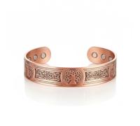 ALV Tree of Life Engraved Copper Cuff Bracelet for Men & Women - Adjustable Open Fashion Bracelet