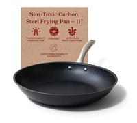 Alva Black Angus 11" Carbon Steel Frying Pan, Chef-Grade Hammered Blue Steel Skillet, Naturally Nonstick When Seasoned, PFAS & PFOA Free, Induction, Oven & BBQ Compatible, Lightweight Premium Cookware