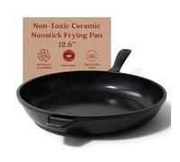 Alva Energy 12.6″ Non-Toxic Ceramic Frying Pan - PFAS/PTFE-Free, Induction-Safe Recycled Aluminum - Fast, Even Heat with Stay-Cool Handle, Lightweight for Everyday Cooking