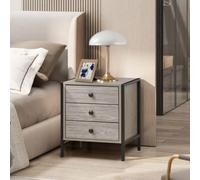 Alva Grey Oak 3 Drawer Bedside Table Chest Nightstand Bedroom Furniture Storage