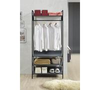 Alva Open Double Wardrobe With 4 Shelves Dark Grey Storage Clothes Hanging Rail Stand