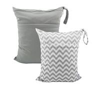 ALVABABY 2pcs Cloth Diaper Wet Dry Bags Waterproof Reusable with Two Zippered Pockets Travel Beach Pool Daycare Soiled Baby Items Yoga Gym Bag for Swimsuits or Wet Clothes L2933