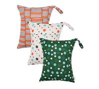 ALVABABY 3pcs Cloth Diaper Wet Dry Bags Waterproof Reusable with Two Zippered Pockets Travel Beach Pool Daycare Soiled Baby Items Yoga Gym Bag for Swimsuits or Wet Clothes 3L-ZM34