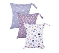 ALVABABY 3pcs Cloth Diaper Wet Dry Bags Waterproof Reusable with Two Zippered Pockets Travel Beach Pool Daycare Soiled Baby Items Yoga Gym Bag for Swimsuits or Wet Clothes 3L-ZM36