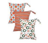 ALVABABY 3pcs Cloth Diaper Wet Dry Bags Waterproof Reusable with Two Zippered Pockets Travel Beach Pool Daycare Soiled Baby Items Yoga Gym Bag for Swimsuits or Wet Clothes 3L-ZM35