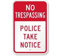 ALVANDA Vintage Metal Tin Sign - No Trespassing - Police Take Notice - 8x12 inches - Retro-16