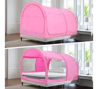 Alvantor Bed Canopy Bed Tents Dream Tents Privacy Space Single Size Sleeping Tents Indoor Pop Up Portable Frame Curtains Breathable Pink Cottage (Mattress Not Included) Reducing Light
