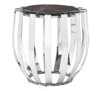alvara round black marble top side table with chrome frame