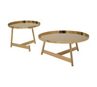 alvara round metal nest of 2 tables in gold