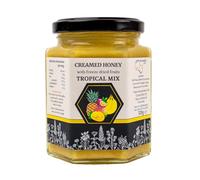 Alvari 100% Raw Creamy honey infused with Freeze Dried Tropical Fruit - Whipped Honey from Local Bees - Smooth Honey with Delicious Blend - Unprocessed, Unheated & Unfiltered Honey for Health