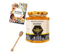 Alvari Premium British Spring Honey - 100% Natural Raw Honey for Immune Support - 400g Jar with Wooden Dripper & Healthy Recipes - Pure Honey for Toast & Teas - No Preservatives or Additives