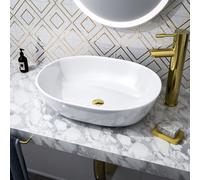 Alveley 480 x 350mm Oval Cloakroom Counter Top Basin Sink Bowl Gloss Nes Home White One Size