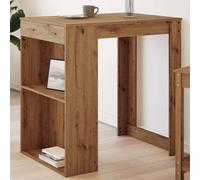 alvero wooden rectangular bar table with 1 drawer in artisan oak