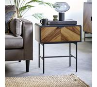 Alvin Chevron Wood Effect Lamp Table - 1 Drawer