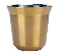 Alvinlite 1Pcs 304 Stainless Steel Espresso Cups Metal Demitasse Cups Heat Resistant Espresso Shot Glass Double Wall Insulated Coffee Mug for Drinking Coffee Beverages(Gold)