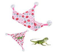 Alvinlite 2 Packs Bearded Dragon Hammock, Pink Strawberry Pattern Reptile Hammock, Lizard Hammock, Bearded Dragon Climbing Accessories for Tank(30 x 30 x 30CM)