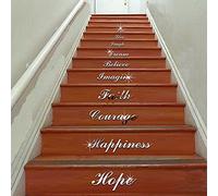 Alvinlite Stairway Decals, Stair Risers Stickers Self-Adhesive Stairs Risers Stickers Wall Murals Staircase Stickers Wallpaper Decor(Silver)