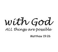 Alvinlite Wall Art Stickers|With God All Things are Possible|Bible stickers for Home Bedroom Living Room Office Workplace Decor Sticker Wall Art