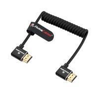 Alvin's Cables 8K 2.1 HDMI High Speed Braided Coiled Cable Left Angle to Left Angle for Atomos Ninja V, Portkeys BM5, for Feelworld Monitor, for Canon C300, Z CAM E2, Sony FS5| FS7| A7S3 Cameras