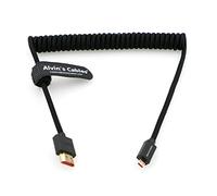 Alvin's Cables 8K 2.1 Micro-HDMI to Full HDMI Braided Cable, D to A Coiled HDMI for Atomos-Ninja-V for Canon-R5C R5 R6, for Sony A7RIII A7II A7M3 A7R IV A6500, for FUJIFILM X-T4 X-T3(18 to 28 Inch)