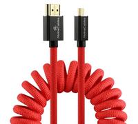 Alvin's Cables 8K 2.1 Micro-HDMI to Full HDMI Braided Cable, D to A Coiled HDMI for Atomos-Ninja-V for Canon-R5C R5 R6, for Sony A7RIII A7II A7M3 A7R IV A6500, for FUJIFILM X-T4 X-T3(18 to 28 Inch)
