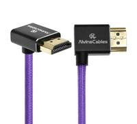 Alvin's Cables 8K HDMI 2.1 Cable 48Gbps 8K@60Hz 4K@120Hz High-Speed Braided Coiled Cable for Sony FS5 FS7 FX9,BMPCC,for Canon C300 C500,for Atomos Ninja,for Feelworld,Right to Up Angle Purple