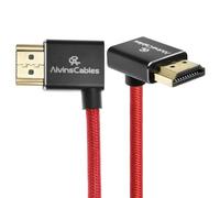 Alvin's Cables 8K HDMI 2.1 Cable 8K@60Hz 4K@120Hz High-Speed Braided Coiled Cable for Atomos Ninja,for Feelworld,for Sony FS5 FS7 FX9,BMPCC,for Canon C300 C500,Left to Up Angle Red