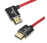 Alvin's Cables 8K HDMI 2.1 Cable for Atomos Ninja V Monitor,for Sony FS5 FS7,BMPCC,for Canon C300 C500 camera,8K@60Hz 4K@120Hz 48Gbps High-Speed Braided Coiled Cable Left Angle Red
