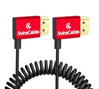Alvin's Cables 8K HDMI Cable 2.1 48Gbps High Speed Φ2.4mm Ultra-Thin HDMI 8K@60Hz 4K@120Hz for Sony A7 A9, BMPCC, for Canon C70, for Atomos Ninja, for SmallHD, Right to Right Angle Coiled Cable