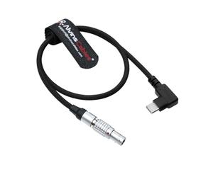 Alvin's Cables Braided Cable Right Angle USB-C Type-C to 0B 2 Pin Male Black-Plated 12V Fast Charging Power Cable for Tilta|Z-CAM|Teradek|SmallHD|Blackmagic Pyxis, 45cm|17.7inches, Black