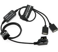 Alvin's Cables D-tap Male to Dual USB Female Port 5V 2A Power Cable Converter Adapter for Anton Bauer V-Mount Gold Mount Battery to Mobile Phone Receiver Wireless Focus 1M|39.4in