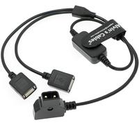 Alvin's Cables D-tap Male to Dual USB Female Port 5V 2A Power Cable Converter Adapter for Anton Bauer V-Mount Gold Mount Battery to Mobile Phone Receiver Wireless Focus 60cm|24in