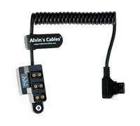 Alvin's Cables D-tap Splitter 1 to 3 Port P-tap Adapter Coiled Cable for SmallRig| IDX V-Mount Gold Mount Battery with Battery Level Display, Reverse